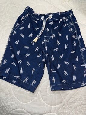 Johnnie O-Navy Surfboard Print Drawstring Swim trunks